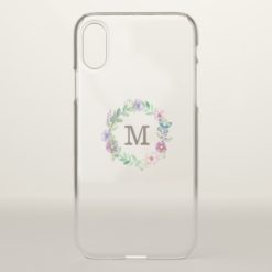 Monogram on Watercolor Flowers & Butterfly iPhone X Case