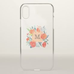 Monogram on Watercolor Flowers iPhone X Case