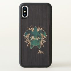 Monogram. Aloha. Tropical. Turtle. iPhone X Case