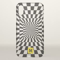 Monogram. Black & White Swirl Optical Illusion. iPhone X Case