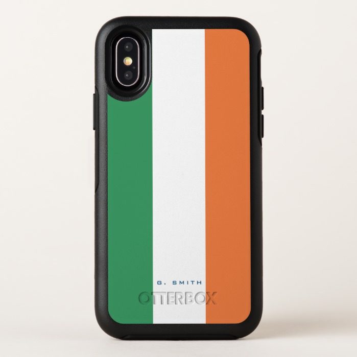 Monogram. Colors of Ireland Flag. OtterBox Symmetry iPhone X Case