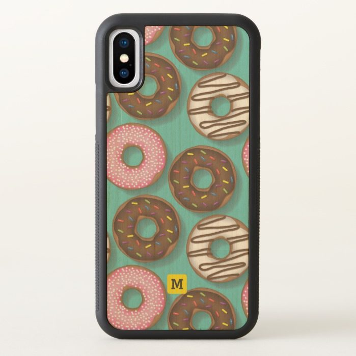 Monogram. Cute Assortment of Doughnuts Pattern. iPhone X Case