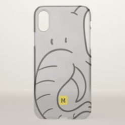 Monogram. Cute Elephant Doodle Safari Pattern. iPhone X Case