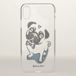 Monogram. Cute & Funny Pug Hipster iPhone X Case