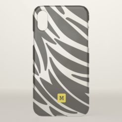 Monogram. Cute Zebra Stripes Safari Pattern. iPhone X Case