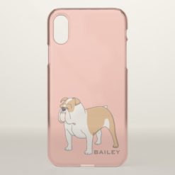 Monogram. Cute and Funny Bulldog. iPhone X Case