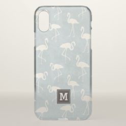 Monogram. Flamingo Silhouette Pattern. iPhone X Case