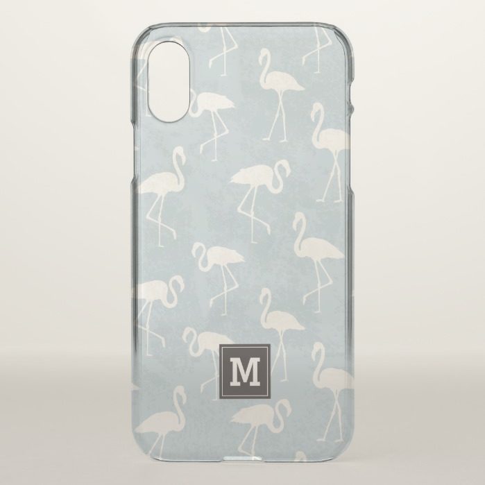 Monogram. Flamingo Silhouette Pattern. iPhone X Case