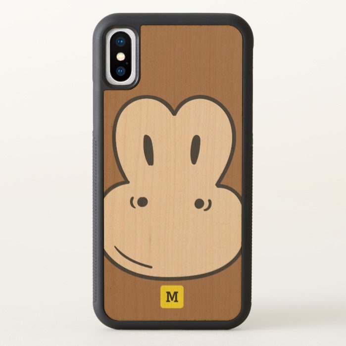 Monogram. Funny Cute Doodle Monkey Safari Pattern. iPhone X Case