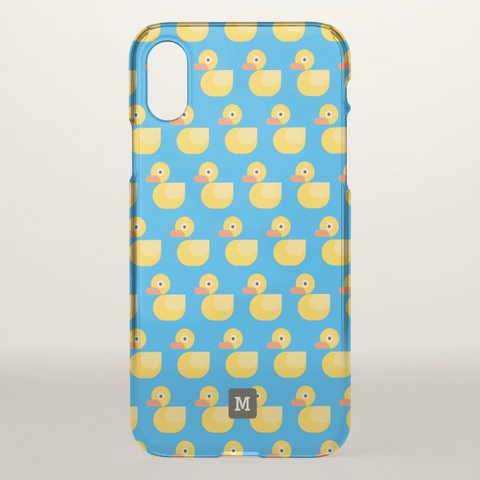 Monogram. Kawaii Cute Rubber Ducky Pattern. iPhone X Case