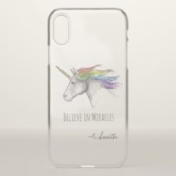 Monogram. Magical Cute Rainbow Unicorn. iPhone X Case