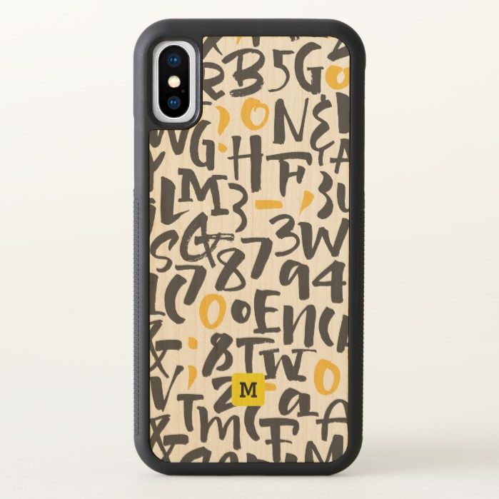 Monogram. Modern Black and Yellow Typography. iPhone X Case