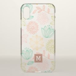 Monogram. Modern Geometric Floral Pattern. iPhone X Case
