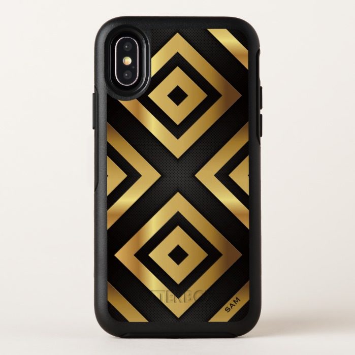 Monogram. Modern Geometric Gold Pattern. OtterBox Symmetry iPhone X Case