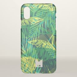 Monogram. Modern Grunge Tropical Palm Pattern iPhone X Case