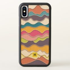 Monogram. Modern Pop Art Abstract Waves Pattern. iPhone X Case