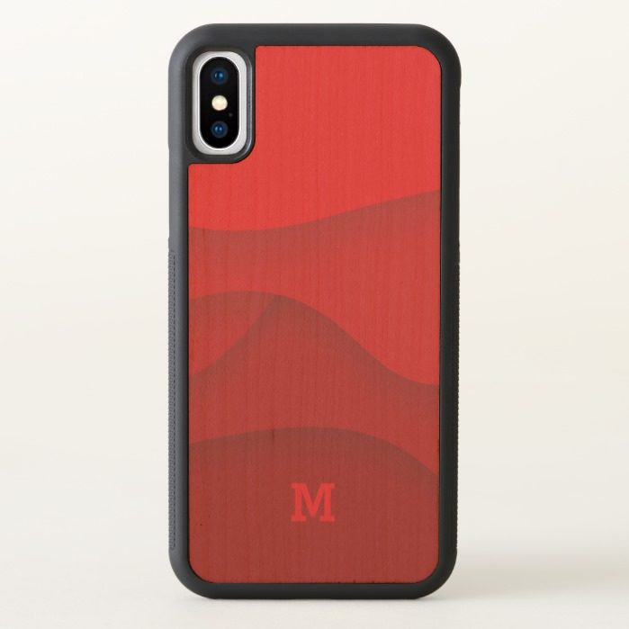 Monogram. Modern Red Abstract Art. iPhone X Case