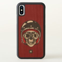 Monogram. Modern Skull with Black Biker Helmet. iPhone X Case