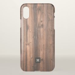 Monogram. Rustic Dark Barnyard Wood Panel. iPhone X Case