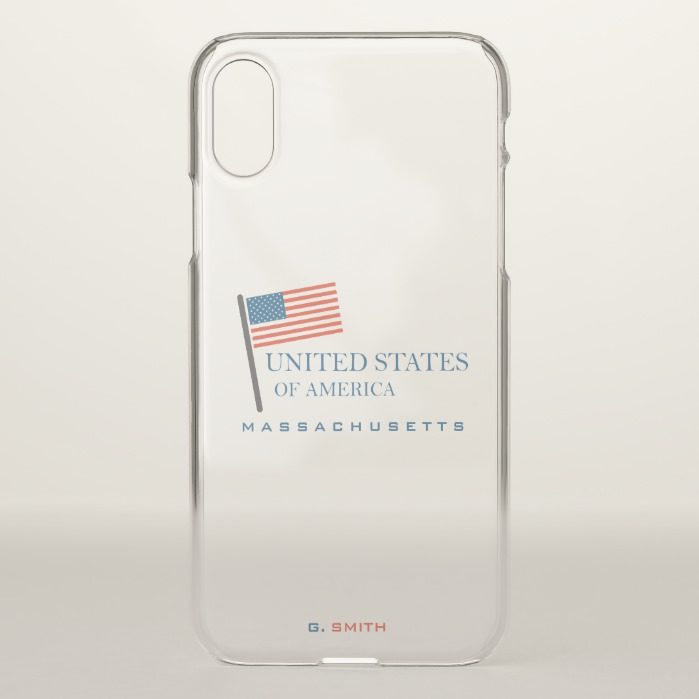 Monogram. US American Flag. Massachusetts. iPhone X Case