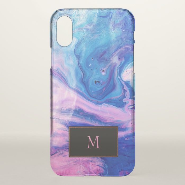 Monogrammed Acrylic Marble Texture Pattern iPhone X Case