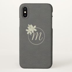 Monogrammed Black Leather Effect iPhone X Case