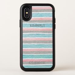Monogrammed Colorful Stripes Pattern Design OtterBox Symmetry iPhone X Case