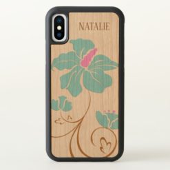 Monogrammed Pink And Blue Flower iPhone X Case