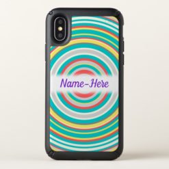Multi-Colored Ring/Circle Pattern + Custom Name Speck iPhone X Case