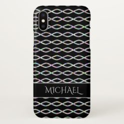 Multicolored Chain-Like Pattern (Black Background) iPhone X Case