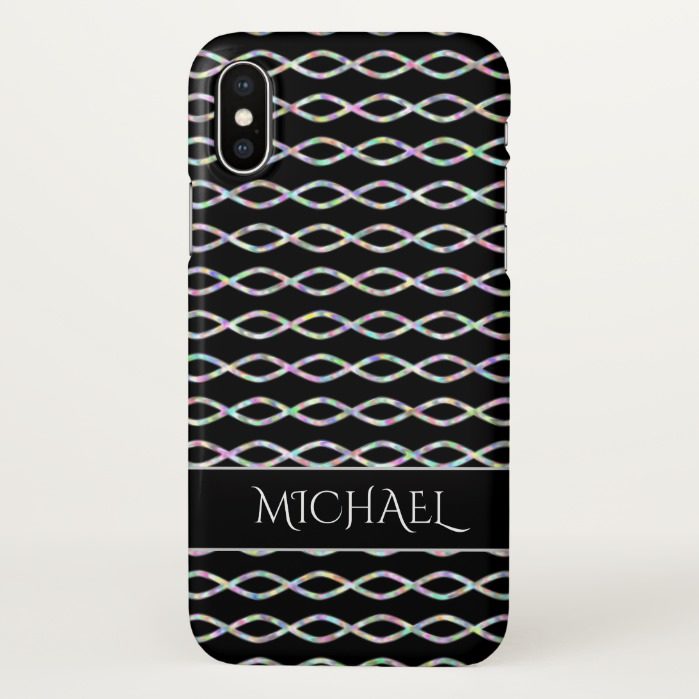 Multicolored Chain-Like Pattern (Black Background) iPhone X Case