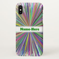 Multicolored Line Burst Pattern Custom Name iPhone X Case