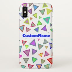Multicolored Triangles Pattern Custom Name iPhone X Case