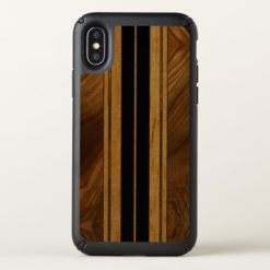 Nalu Mua Faux Koa Wood Surfboard - Black Speck iPhone X Case
