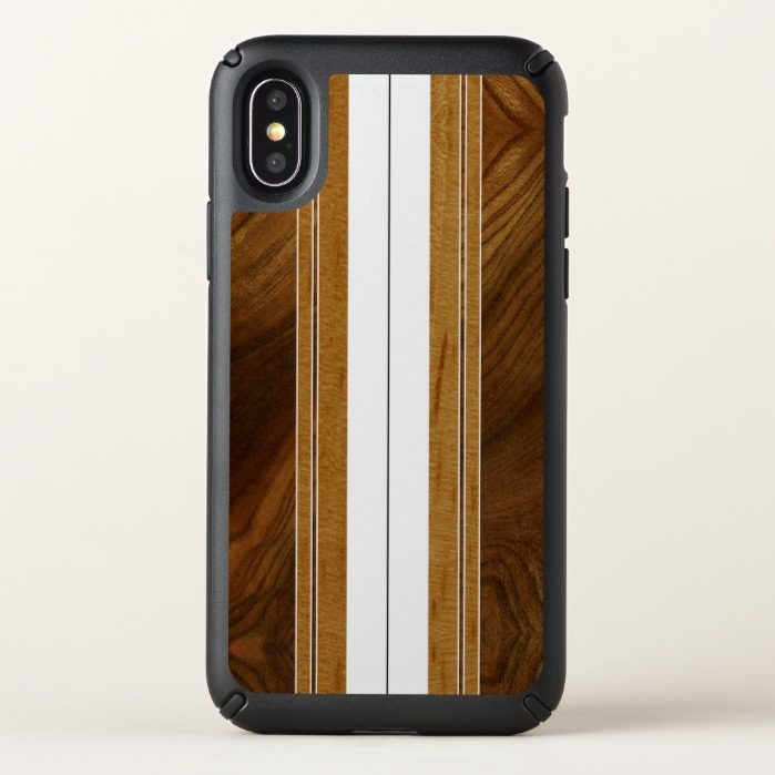 Nalu Mua Faux Koa Wood Surfboard - White Speck iPhone X Case