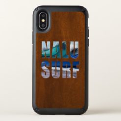 Nalu-Surf Hawaiian Wave Faux Koa Wood Speck iPhone X Case