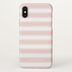 Nautical Blush Pink Stripe | Personalized Monogram iPhone X Case