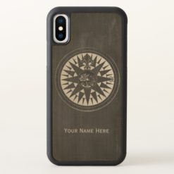 Nautical Compass on Black Chalkboard iPhone X Case