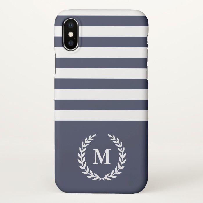 Nautical Monogram Classic Blue iPhone X Matte Case