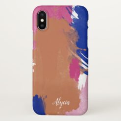 Navy Terracotta & Fuchsia Watercolor Brushstrokes iPhone X Case