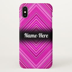 Nested Pink Squares Pattern w/ Custom Name iPhone X Case