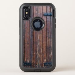 Old Brown Wood Doors With Black Iron Supports OtterBox Defender iPhone X Case