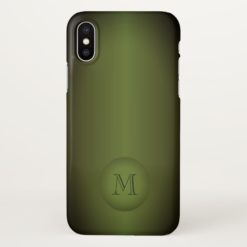 Olive Green Gradient Monogram iPhone X Case