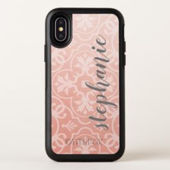 Ombre Rose Gold Optional Tile Pattern Custom Name OtterBox Symmetry iPhone X Case
