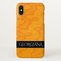 Orange Blob or Splotch Pattern + Custom Name iPhone X Case