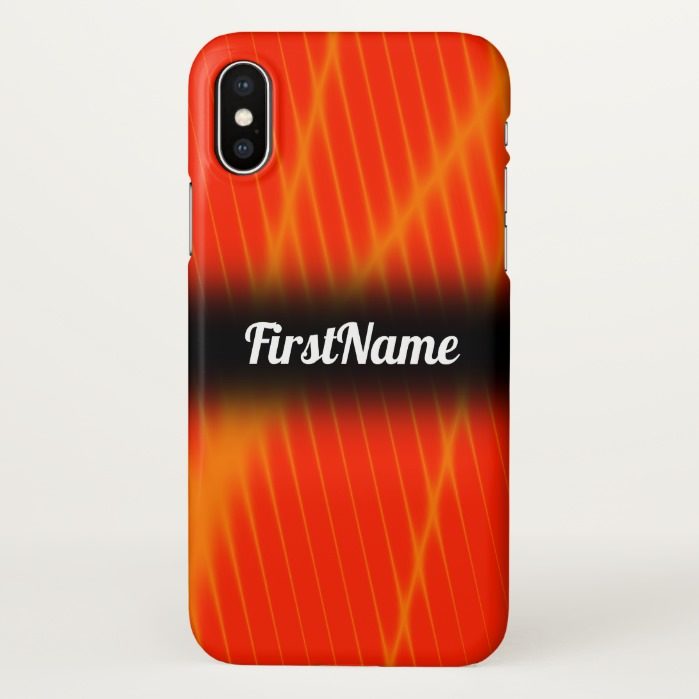 Orange Laser Beam Look Lines on a Red Background iPhone X Case