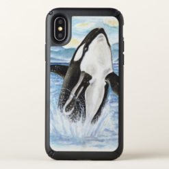 Orca Whale Breaching Watercolor Speck iPhone X Case