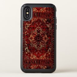 Oriental rug design in  dark red speck iPhone x Case