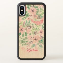 Pastel watercolors flowers modern typography iPhone x Case