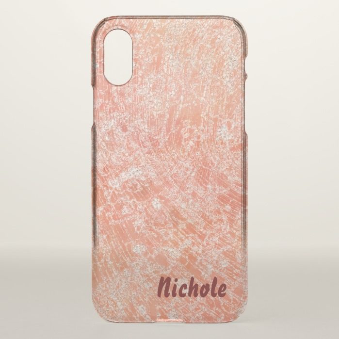 Peach Marble Print Customize iPhone X Case